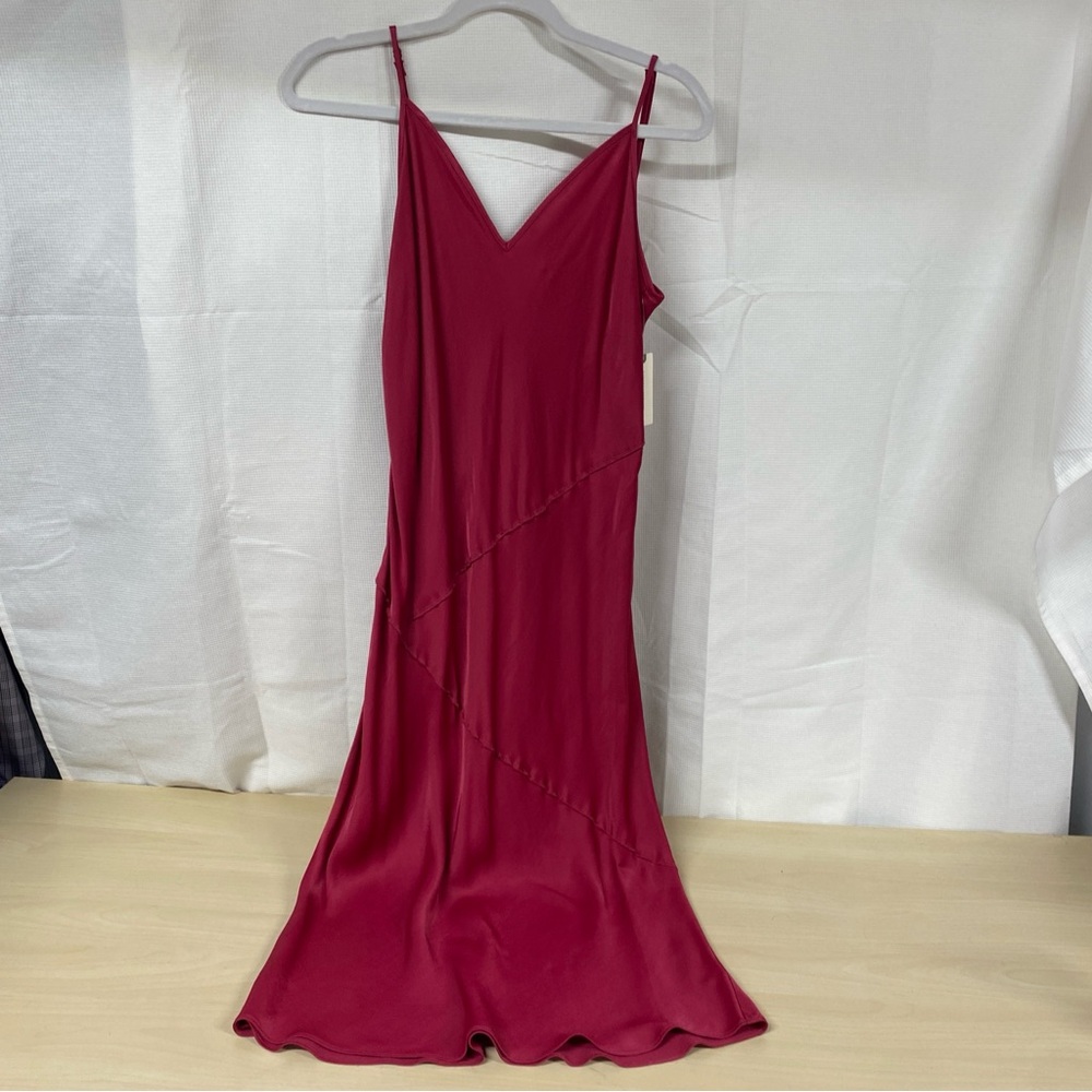 NWT Saturday Sunday Anthropologie Satin Slip Dress Women’s Medium Raspberry Pink